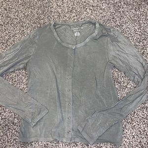 Green button up American Eagle long sleeve